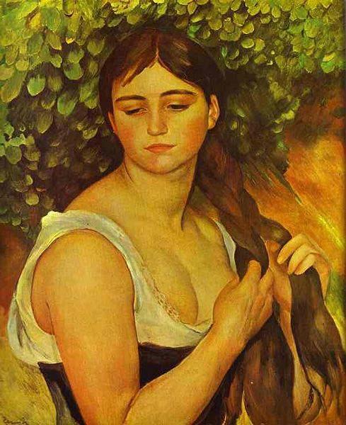 Girl Braiding Her Hair, Pierre-Auguste Renoir